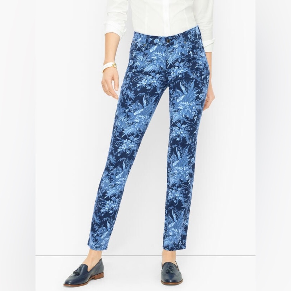Talbots Blue Floral Slim Ankle Jeans FALL TOILE